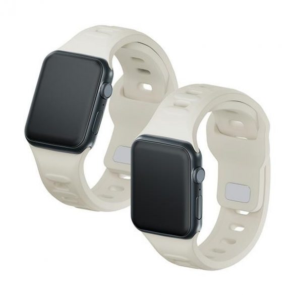 Curea de ceas din silicon 3MK beżowy/bej pentru Apple Watch 38/40/41mm