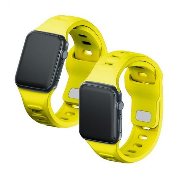 Curea de ceas din silicon 3MK, culoare galbenă/galben, Apple Watch 38/40/41mm