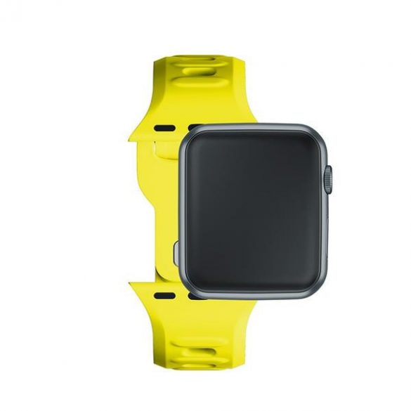 Curea de ceas din silicon 3MK, culoare galbenă/galben, Apple Watch 38/40/41mm