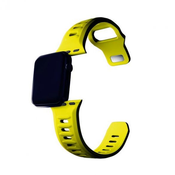 Curea de ceas din silicon 3MK, culoare galbenă/galben, Apple Watch 38/40/41mm