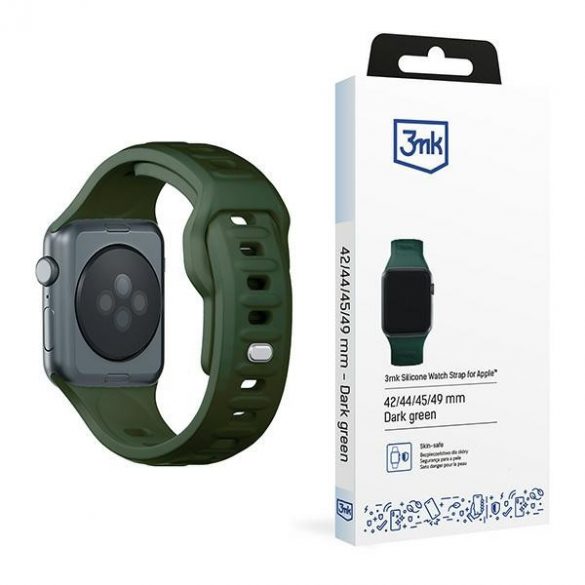 Curea de ceas din silicon 3MK Ciemnozielony/ Verde închis pentru Apple Watch 42/44/45/49mm