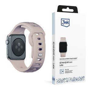 Curea de ceas din silicon 3MK rożowobeżowy/ latte pentru Apple Watch 42/44/45/49mm