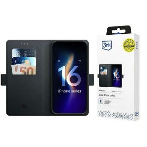 3mk Portofel Booklet cu suport pentru carduri iPhone 16 Plus - negru