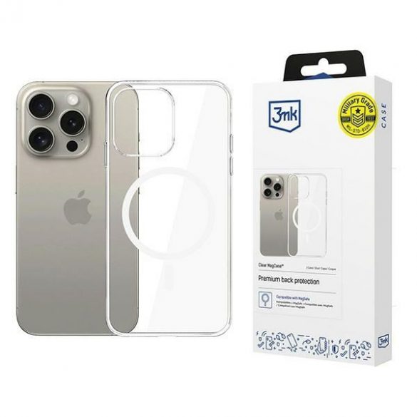 Carcasă 3mk Clear MagCase pentru iPhone 15 Pro - transparentă