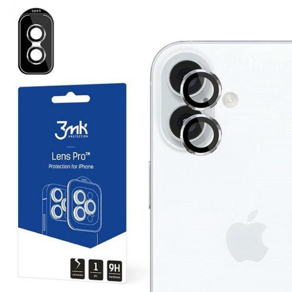 3mk Lens Protection Pro protecție a obiectivului camerei foto din sticlă temperată cu finisaj gri titan iPhone 16 / 16