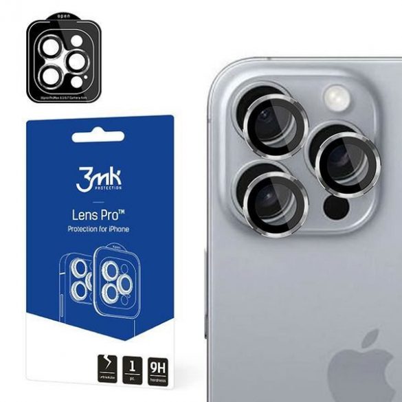 3mk Lens Protection Pro protecție a obiectivului camerei foto din sticlă temperată cu finisaj argintiu iPhone 16 Pro / 16 Pro Max