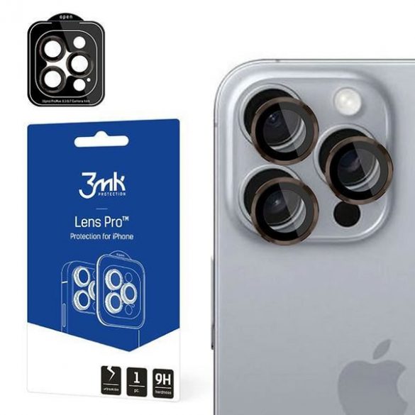 3mk Lens Protection Pro protecție a obiectivului camerei foto din sticlă temperată cu ornamente maro pentru iPhone 16 Pro / 16 Pro Max