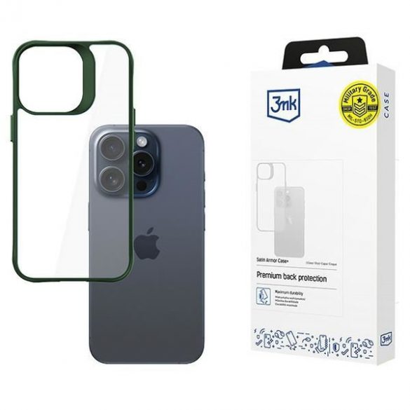 3mk Satin Armor Case+ pentru iPhone 15 Pro - Verde