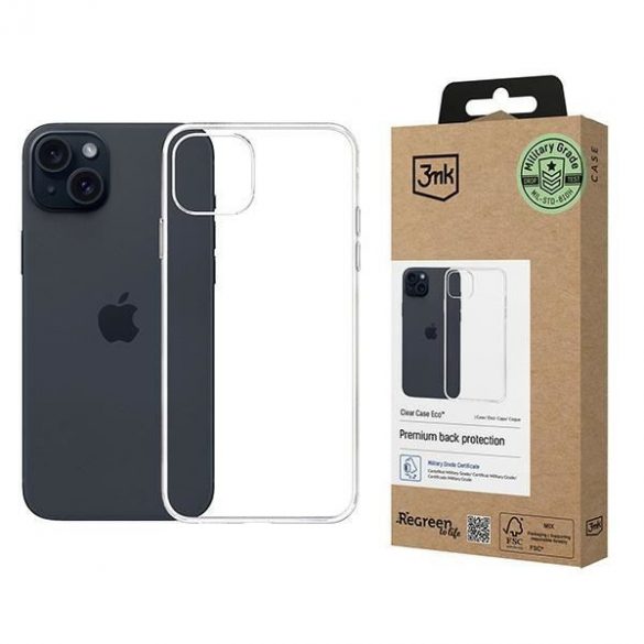 Carcasă 3mk ClearCase Eco pentru iPhone 15 - transparentă