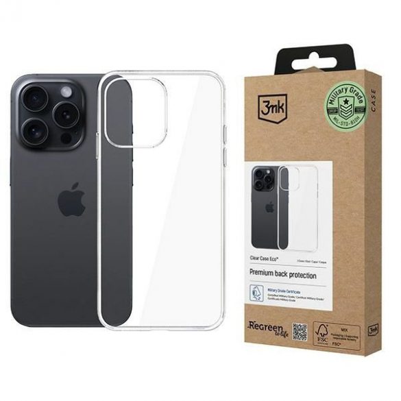 Carcasă 3mk ClearCase Eco pentru iPhone 15 Pro - transparentă