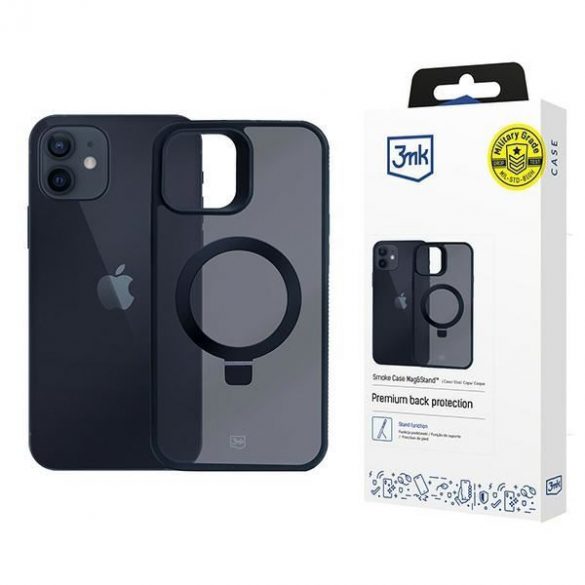 Carcasă 3mk Smoke Magsafe & Stand cu suport pentru iPhone 12/12 Pro - negru