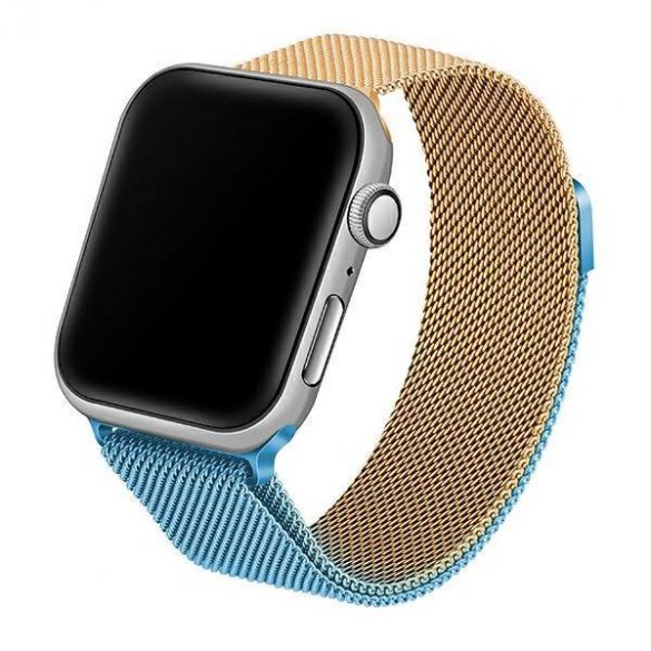 Beline pasek Apple Watch Steel 38/40/41mm niebiesko-złoty albastru/auriu