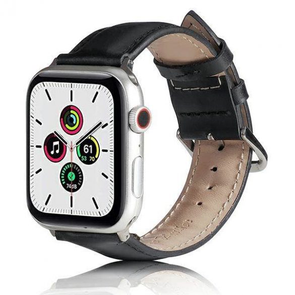 Beline pasek Apple Watch Piele 42/44/45/49mm czarny /negru