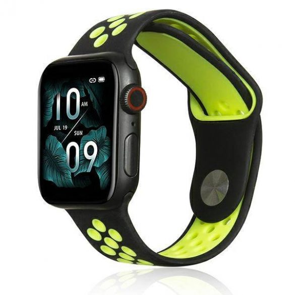 Beline pasek Apple Watch Sport Silicon 42/44/45/49mm czarno-limonkowy negru/lime