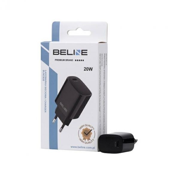 Beline Ład. siec. 1x USB-C 20W negru / negru (numai capul) PD 3.0 BLNCB20