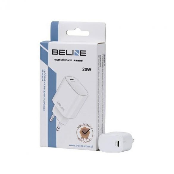 Beline Ład. siec. 1x USB-C 20W alb/alb (doar cap) PD 3.0 BLNCW20