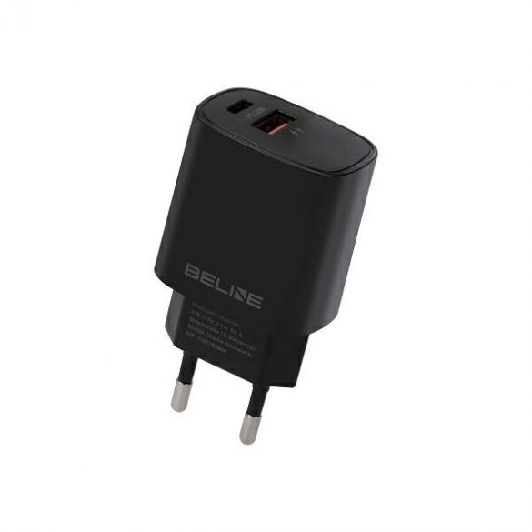 Beline Ład. siec. 1x USB-C + 1x USB 20W czarna /negru (numai cap) PD 3.0 + QC 3.0 BLN2CB20