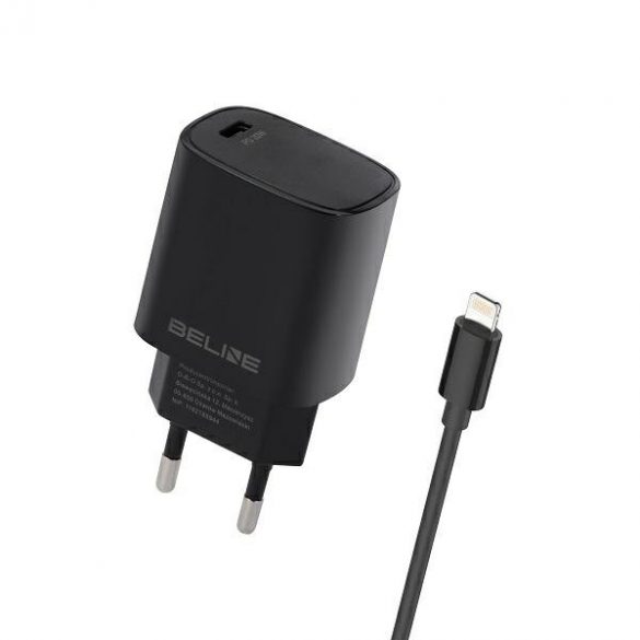 Beline Ład. siec. 1x USB-C 20W + kabel lightning czarna /negru PD 3.0 BLNCB20L