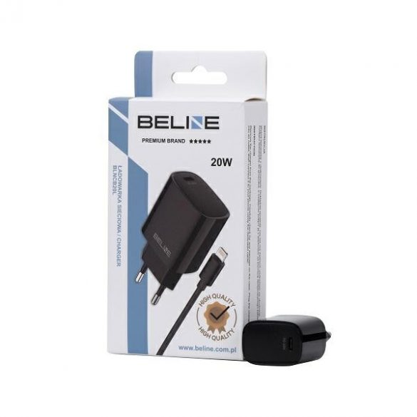 Beline Ład. siec. 1x USB-C 20W + kabel lightning czarna /negru PD 3.0 BLNCB20L