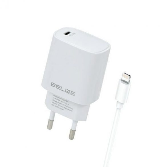 Beline Ład. siec. 1x USB-C 20W + cablu lightning alb/ alb PD3.0 BLNCW20L