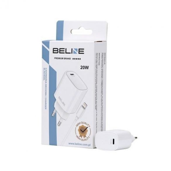 Beline Ład. siec. 1x USB-C 20W + cablu lightning alb/ alb PD3.0 BLNCW20L