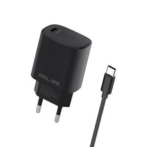 Beline Ład. siec. 1x USB-C 20W + cablu USB-C czarna /negru PD 3.0 BLNCB20C