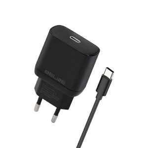 Beline Ład. siec. 1x USB-C 25W + cablu USB-C czarna /negru PD 3.0 BLNCB25C GaN