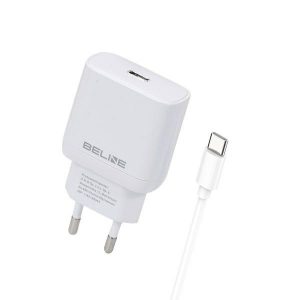 Beline Ład. siec. 1x USB-C 25W + cablu USB-C biała /alb PD 3.0 BLNCW25C GaN