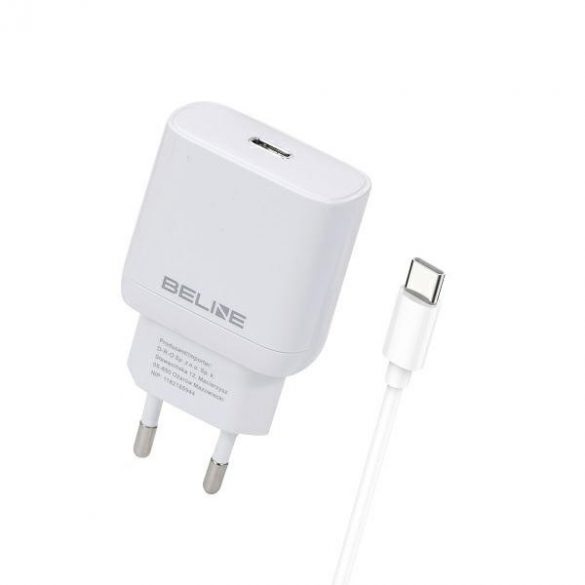 Beline Ład. siec. 1x USB-C 25W + cablu USB-C biała /alb PD 3.0 BLNCW25C GaN