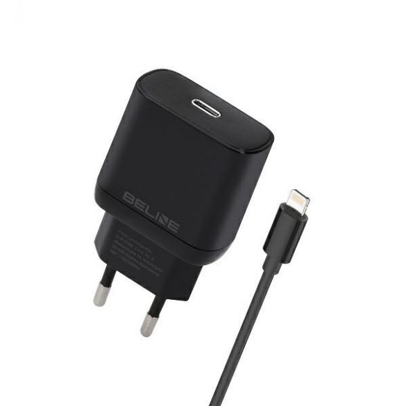 Beline Ład. siec. 1x USB-C 30W + kabel lightning czarna /negru PD 3.0 BLNCB30L GaN