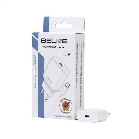 Beline Ład. siec. 1x USB-C 30W + cablu USB-C alb/alb PD 3.0 BLNCW30C GaN