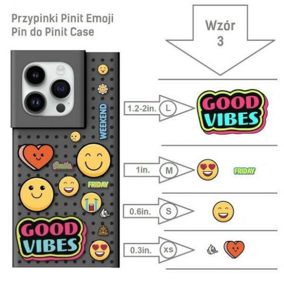 Zestaw Etui Pinit Dynamic + Emoji Pin iPhone 14 / 15 / 13 6.1" czarny/black wzór 3