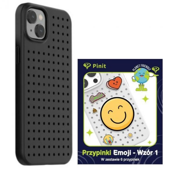 Zestaw Etui Pinit Dynamic + Emoji Pin iPhone 14 Plus / 15 Plus 6.7" czarny/black wzór 1