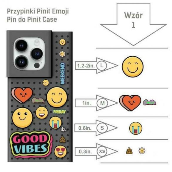 Zestaw Etui Pinit Dynamic + Emoji Pin iPhone 14 Plus / 15 Plus 6.7" czarny/black wzór 1