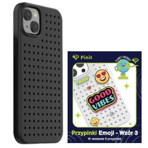 Zestaw Etui Pinit Dynamic + Emoji Pin iPhone 14 Plus / 15 Plus 6.7" czarny/black wzór 3