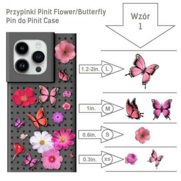 Zestaw Etui Pinit Dynamic + Flower/ Butterfly Pin iPhone 14 Plus / 15 Plus 6.7" czarny/black wzór 1