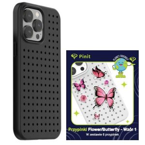 Zestaw Etui Pinit Dynamic + Flower/ Butterfly Pin iPhone 14 Pro 6.1 czarny/black wzór 1"