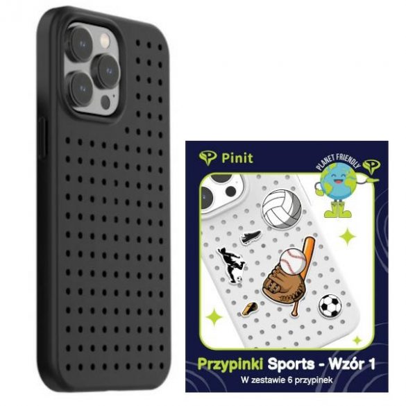 Zestaw Etui Pinit Dynamic + Sports Pin iPhone 14 Pro Max 6.7 czarny/black wzór 1"