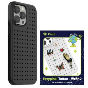 Zestaw Etui Pinit Dynamic + Tattoo Pin iPhone 14 Pro 6.1 czarny/black wzór 2"