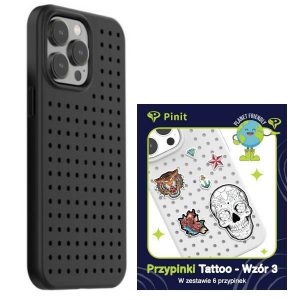 Zestaw Etui Pinit Dynamic + Tattoo Pin iPhone 14 Pro 6.1 czarny/black wzór 3"