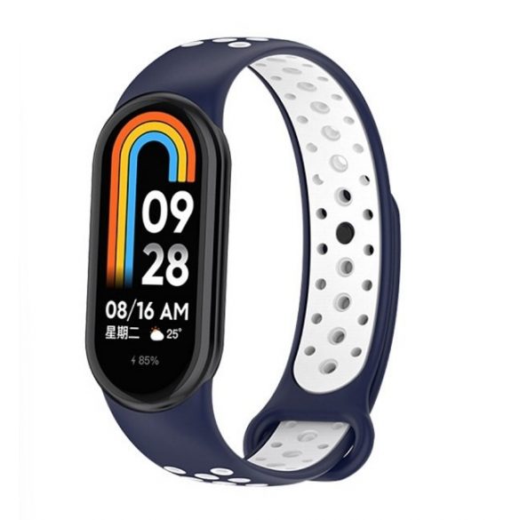 Beline pasek Mi Band 8 design niebiesko-biały /albastru-alb