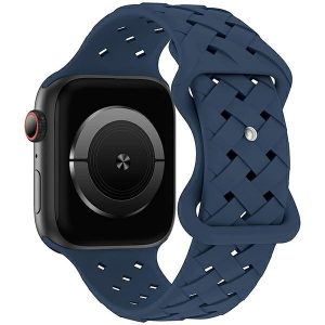 Beline pasek Apple Watch silicon țesut 38/40/41 mm niebieski / cutie albastru adânc