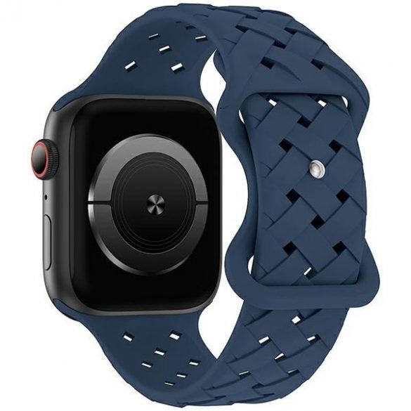 Beline pasek Apple Watch silicon țesut 42/44/45/49 mm niebieski / cutie albastru adânc