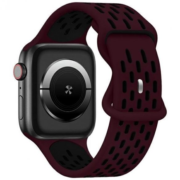 Beline pasek Apple Watch New Sport Silicone 38/40/41mm bordowo-czarny vin roșu/negru cutie