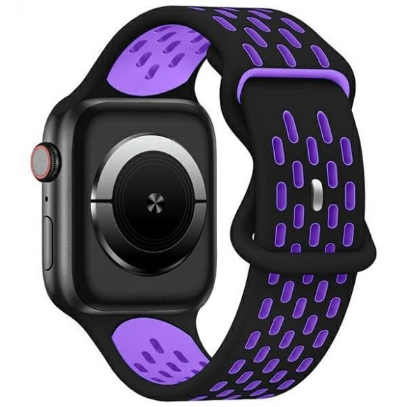 Beline pasek Apple Watch New Sport Silicone 42/44/45/49mm cutie neagră/violet czarno-fioletowy