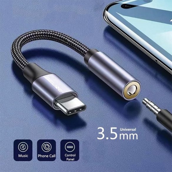 Adaptor Beline USB-C/Jack 3,5mm DAC gri mare