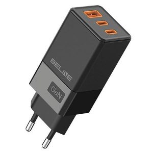 Beline Ład. siec. 2x USB-C + 1x USB 65W czarny/negru (numai cap) PD 3.0 + QC 3.0 BLN3CB65 GaN