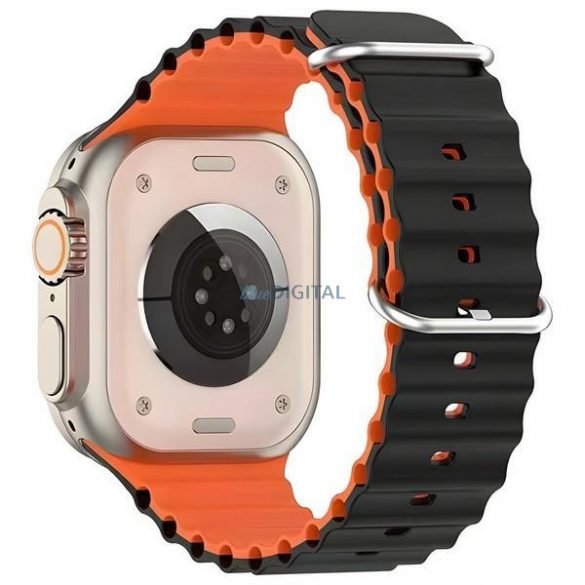 Beline pasek Apple Watch Silicon Waves 38/40/41mm czarno-pomarańczowy /cutie negru-portocaliu