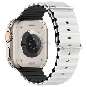 Beline pasek Apple Watch Silicon Waves 42/44/45/49mm biało-czarny /cutie alb-negru