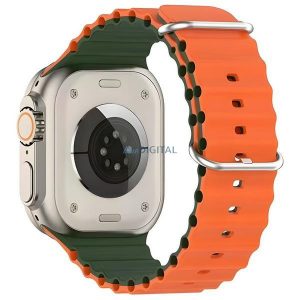 Beline pasek Apple Watch Silicon Waves 42/44/45/49mm zielono-pomarańczowy /cutie verde-portocaliu